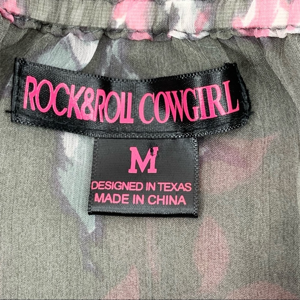 Rock & Roll Cowgirl Sheer Floral Blouse Top - Picture 6 of 7